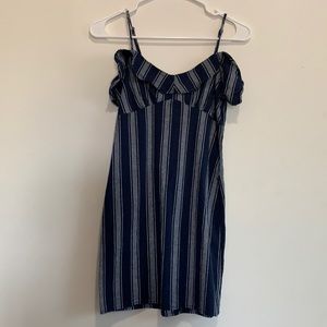 Forever21 Navy Blue and Gray Striped Dress Size S